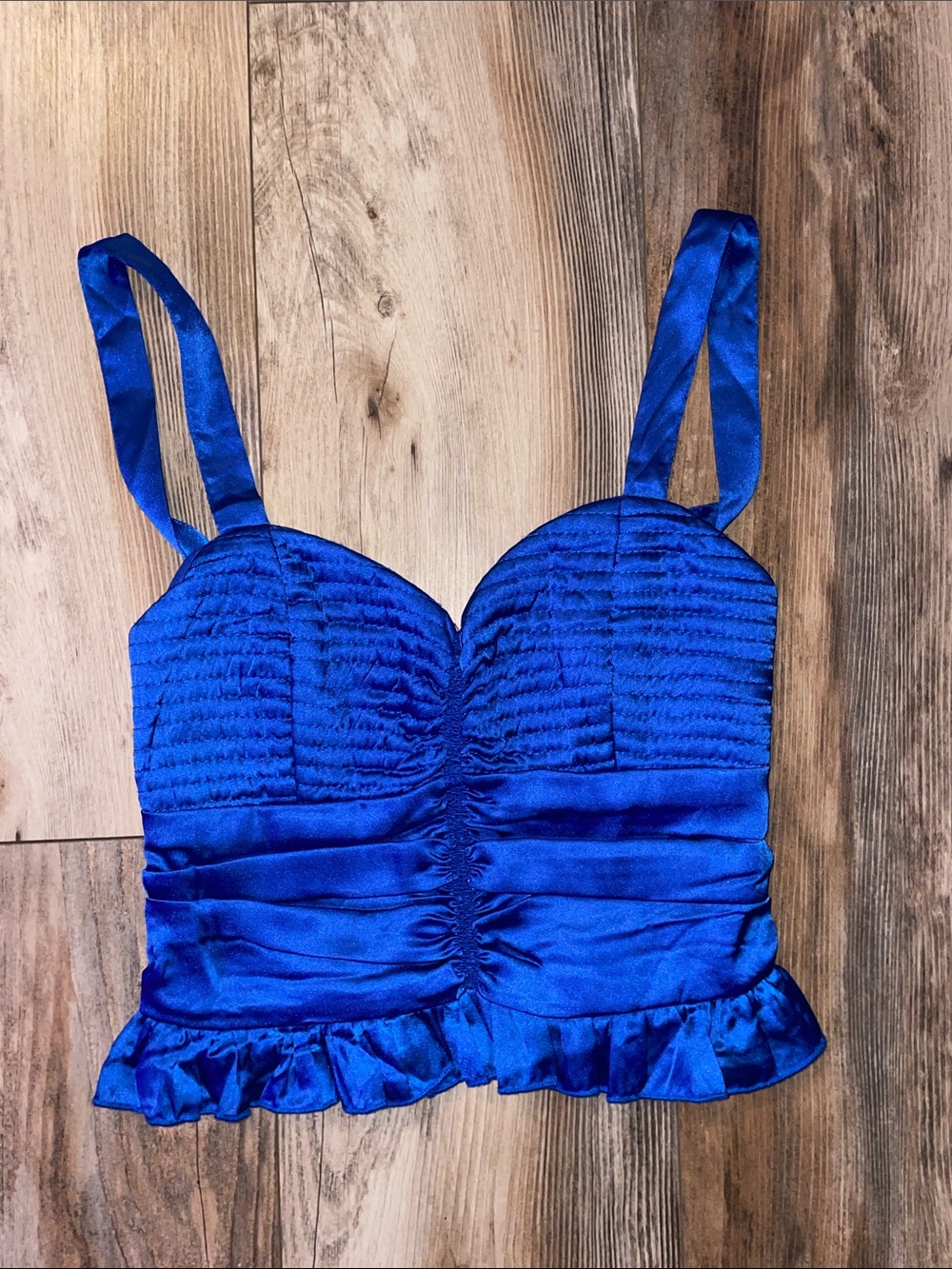 Royal Blue Satin Crop Top